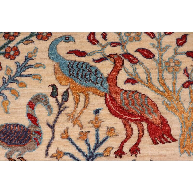 Oriental Ziegler Heidy Beige Blue Hand-Knotted Wool Runner - 2'0'' x 4'11''