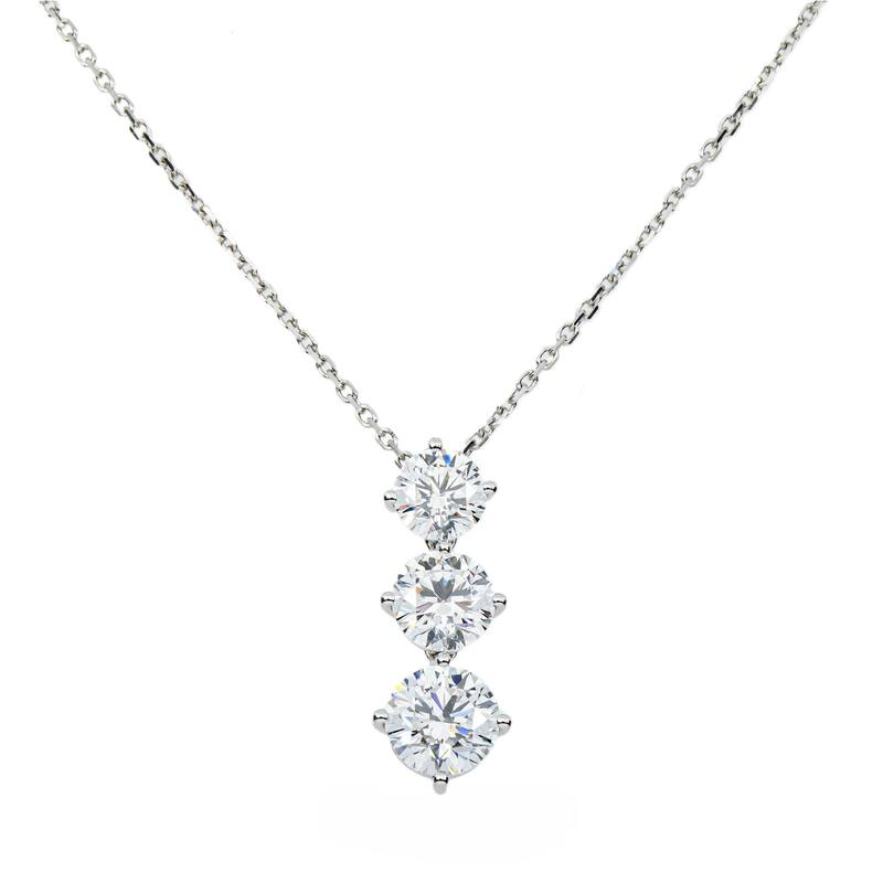 House Of Leon White Gold Round Diamond Drop Necklace 2.76ct