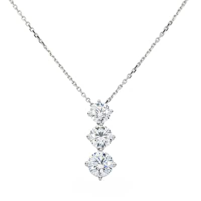 House Of Leon White Gold Round Diamond Drop Necklace 2.76ct