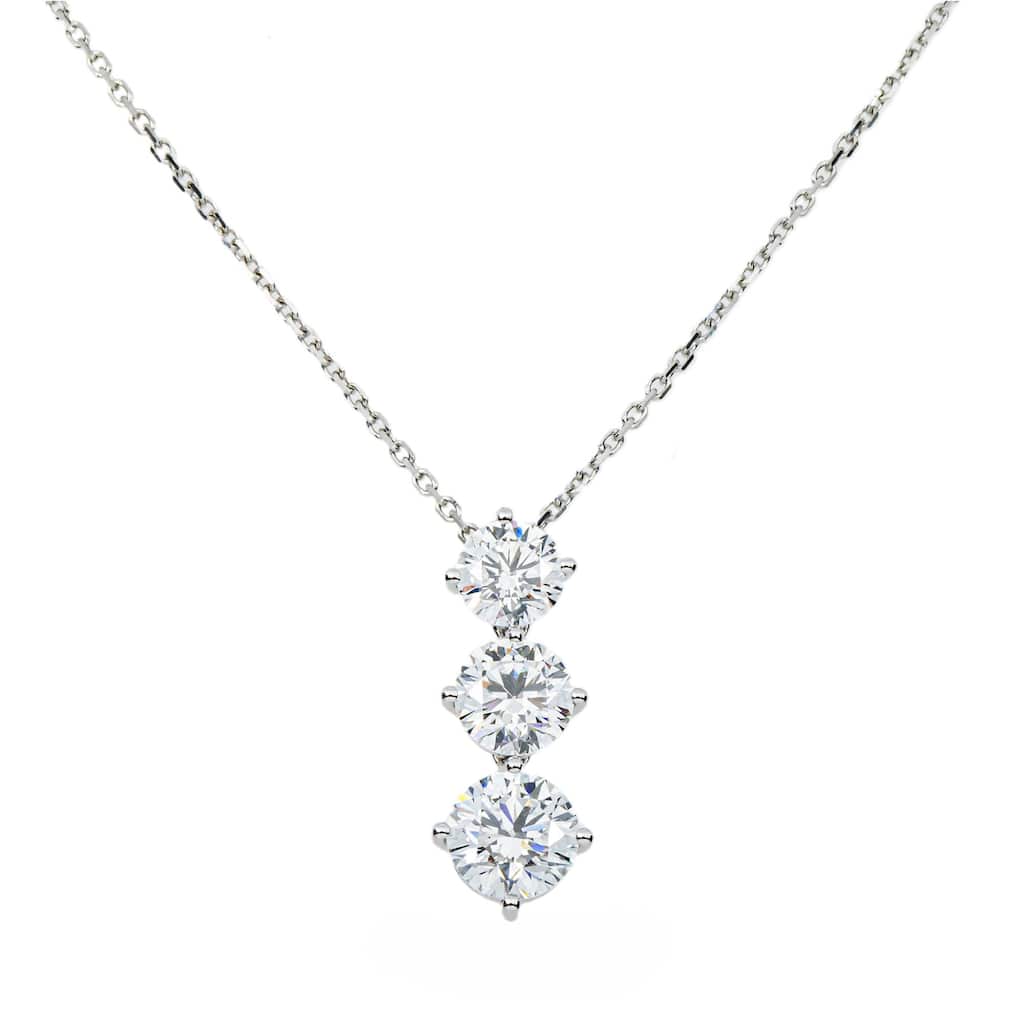 House Of Leon White Gold Round Diamond Drop Necklace 2.76ct