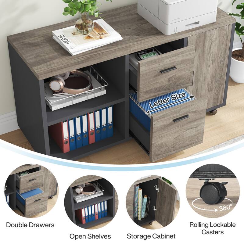 Modern Executive Desk, 70.8'' Computer Desk with 47 inch Lateral File ...