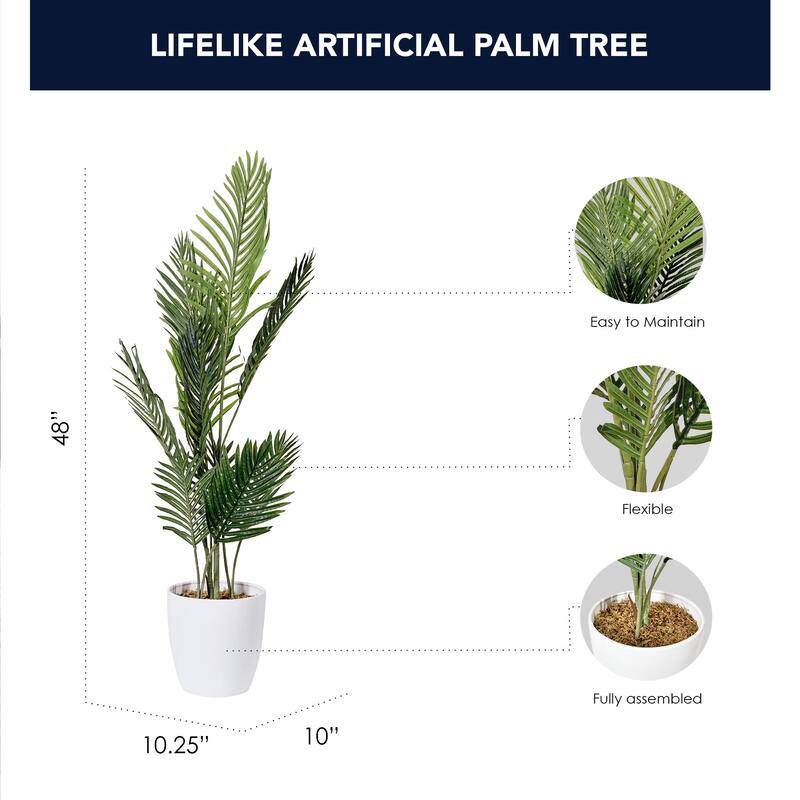 American Art Decor Artificial Faux Tree in White Tapered Ceramic Pot