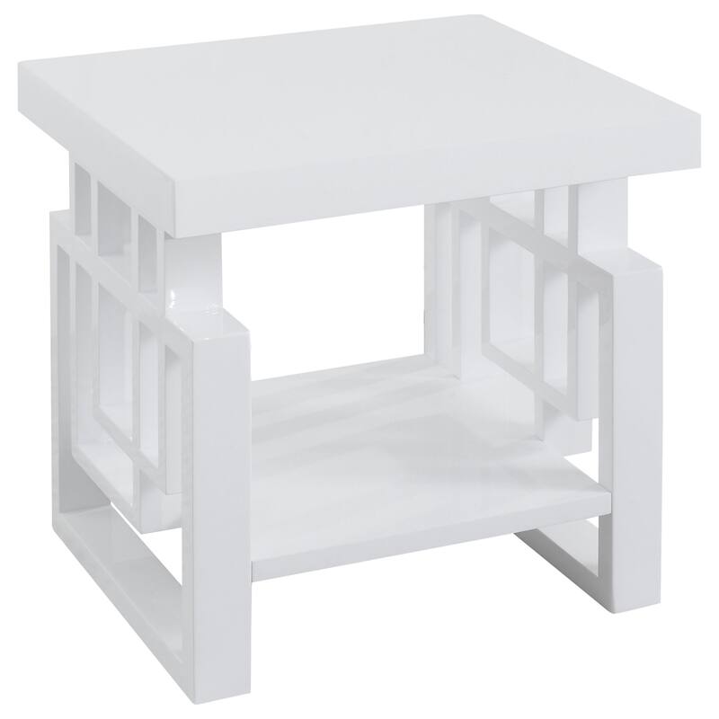 Schmitt Rectangular Side End Table White High Gloss - Wood - White High Gloss
