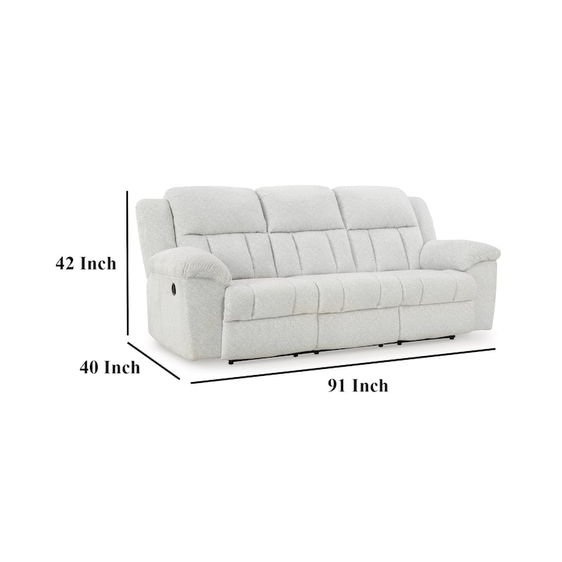 Briar Manual Reclining Sofa White Polyester, Pillow Top Arms, 91 Inch
