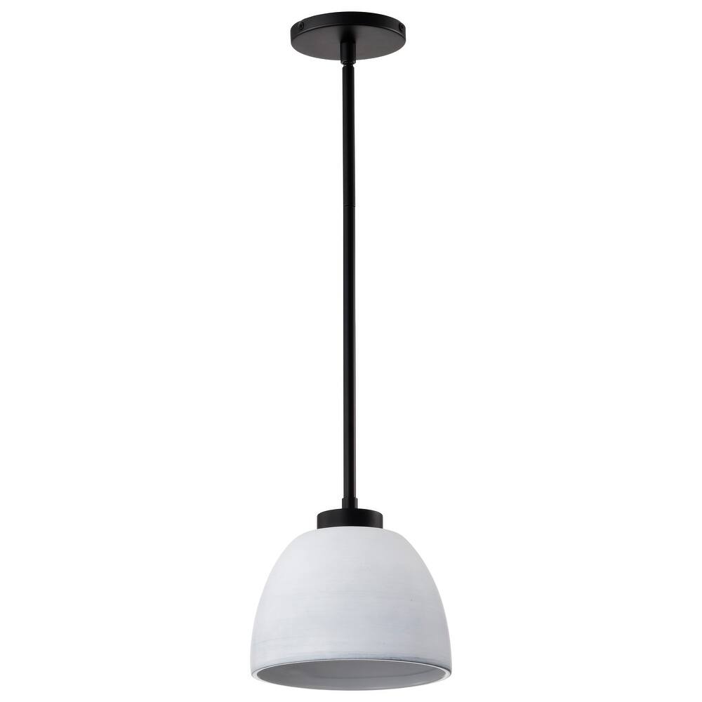 Collins 8 Inch Mini Pendant with White Ceramic - Matte Black