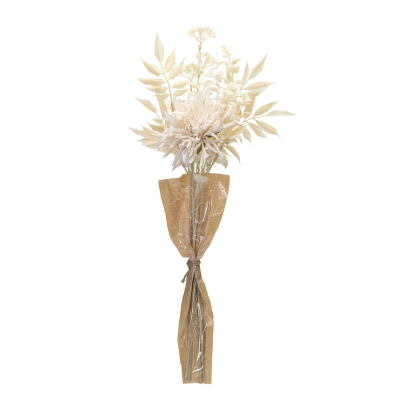 Bleached Chrysanthemum Artificial Floral Bouquet - 27" - Set of 2