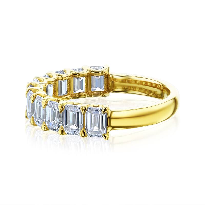 Kobelli 2.75 Carat Lab Grown Diamond 14k Solid Gold Emerald U-Prong July Ring - Yellow - 5