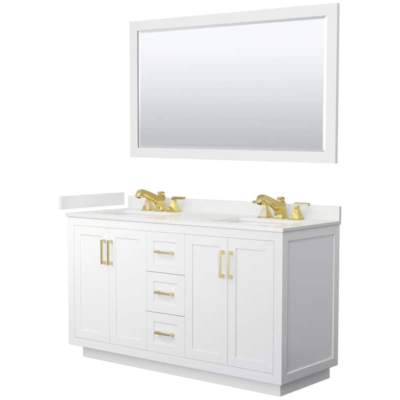 Wyndham Collection WCF292960D-QTZ-US3M58 Miranda 60" Free Standing - White / White Quartz Top / Brushed Gold Hardware