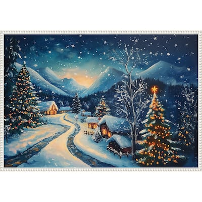 Winter wonderland Night by Pictufy Framed Canvas Wall Art Print - Sylvie Beaded White