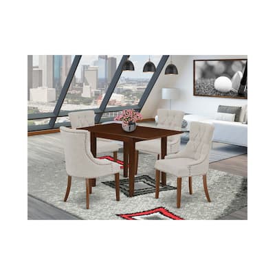 HomeStock 5-Pc Mahogany Finish Solid Wood Top - Dining Room Set - Seats 4