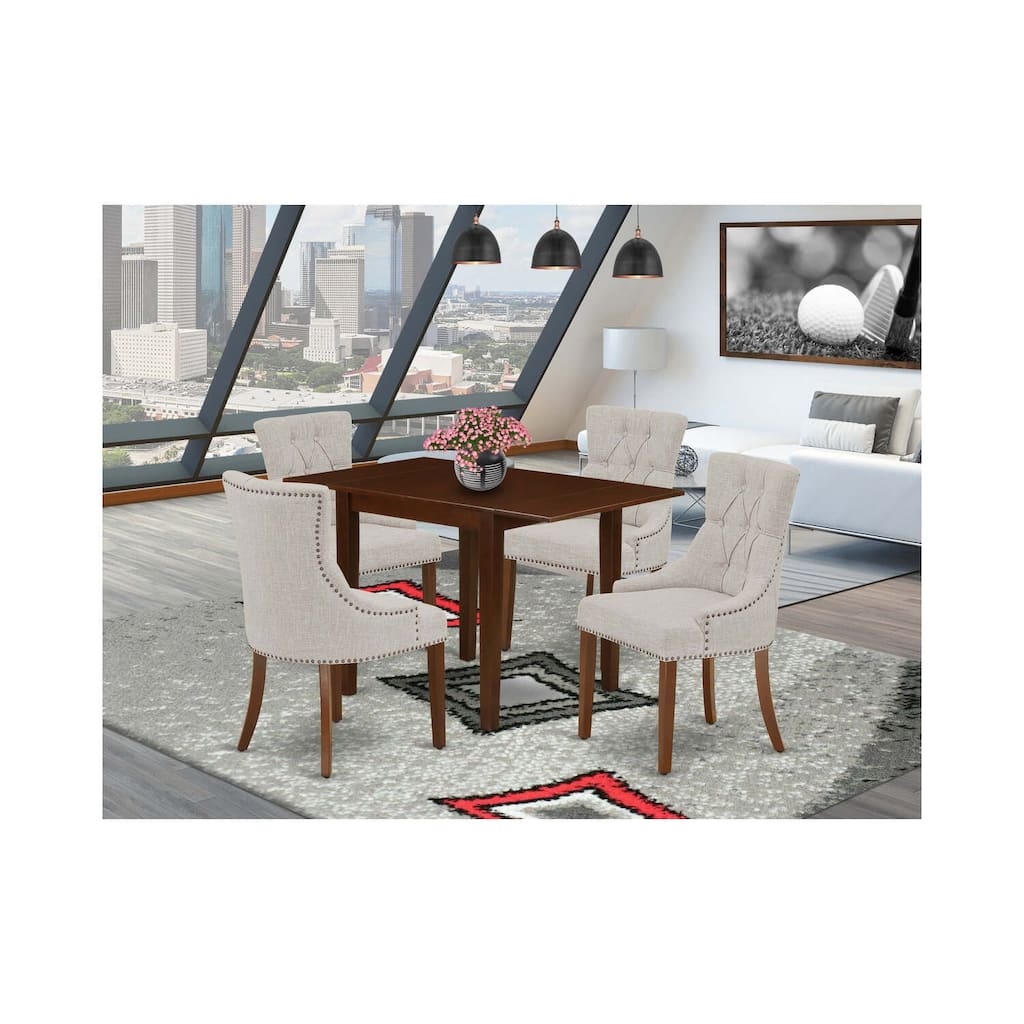 HomeStock 5-Pc Mahogany Finish Solid Wood Top - Dining Room Set - Seats 4