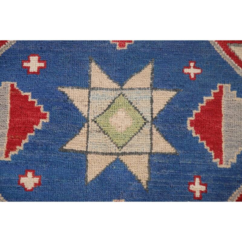 Kazak Area Rug Handmade Wool Carpet - 6'8" x 10'1"