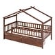 preview thumbnail 33 of 34, Wooden House Bed with Two Integrated Drawers, Twin Size