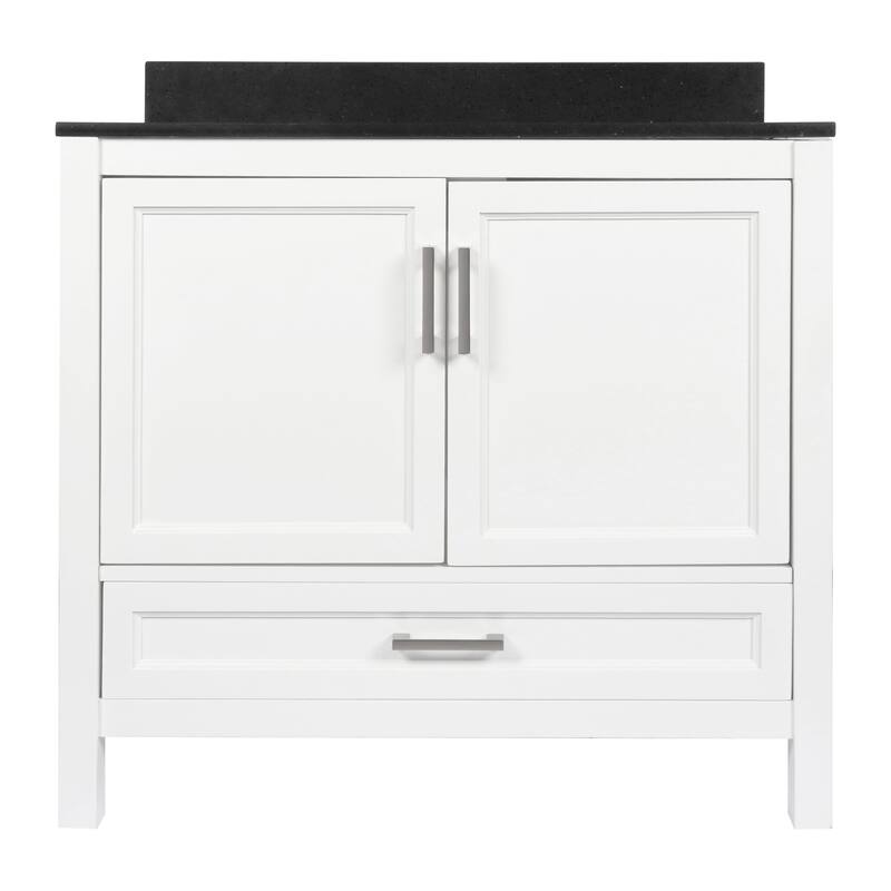 Nevado 37" Bathroom Vanity with Cultured Marble Vanity Top Sink in White with White Basin