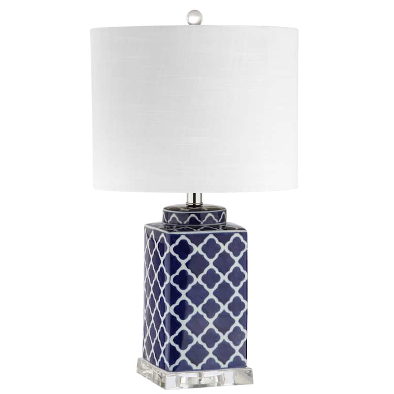 Swirl 23" Chinoiserie LED Table Lamp, Blue/White by JONATHAN Y