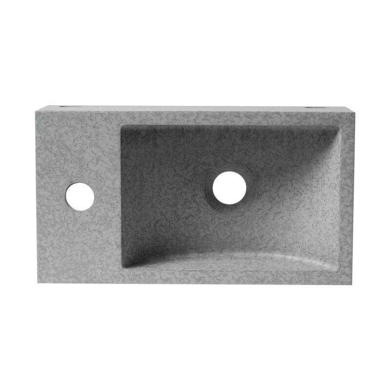 ALFI brand 16" Small Rectangular Solid Concrete Gray Matte Wall Mounted Bathroom Sink