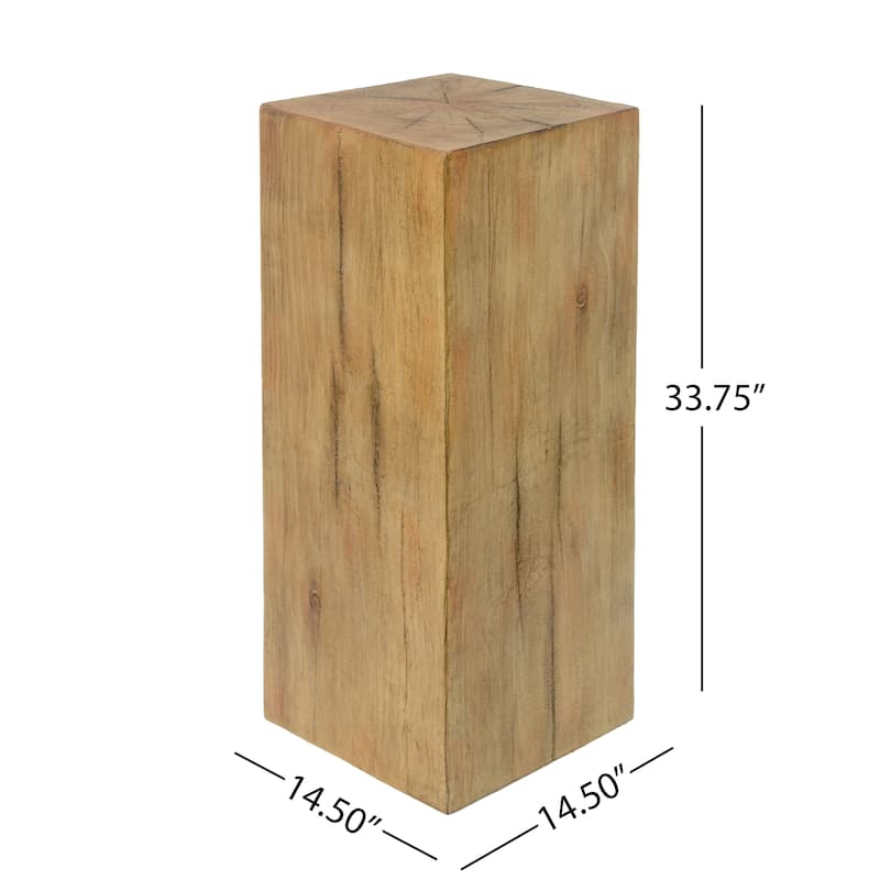 Distressed Wood-Effect End Table • Square Column Design in Multi-Height Set • Weather-Resistant for Indoor & Outdoor Decor
