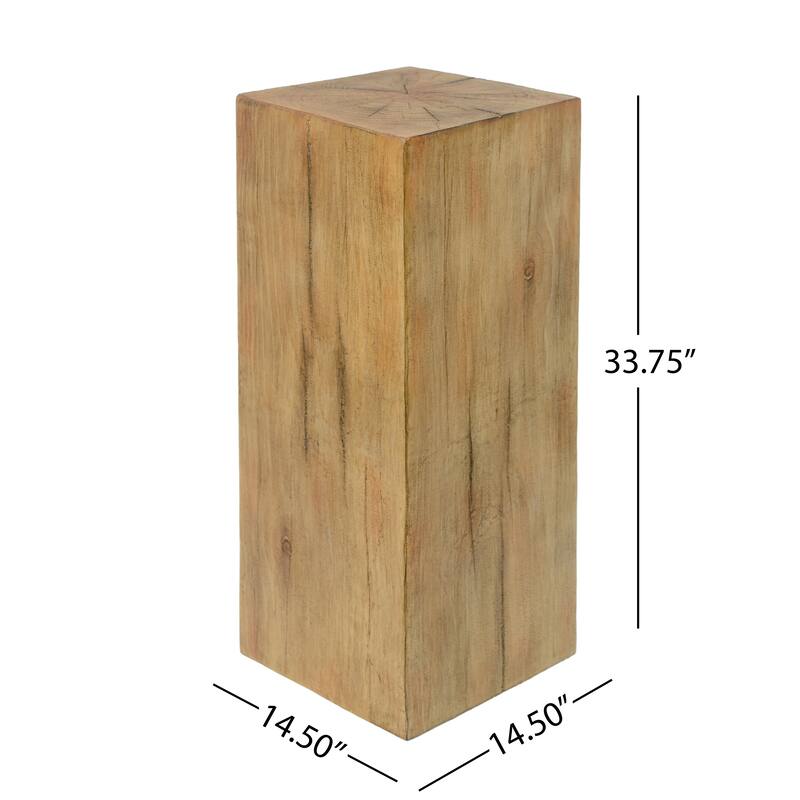 Roomfitters 33.75" Square-Column MGO End Table, Distressed Wood-Look Pedestal for Indoor/Outdoor Use