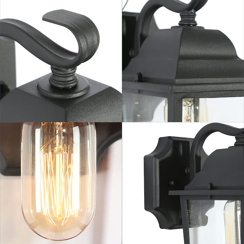 2-Pack Modern Black Lantern Indoor/Outdoor Sconce Barn Wall Light LED Patio Wall Lantern - L5.3" x H8" x E7"