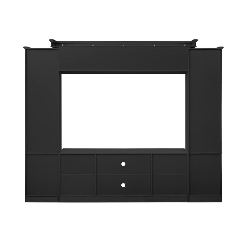 Modern Entertainment Center with 4 Adjustable Shelves & Doors, All-in-One TV Stand with Bookcase for TVs Up to 65"
