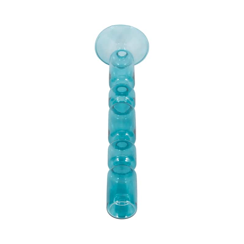 Glass Stacked Mix Bubble Taper Candle Holder - Blue