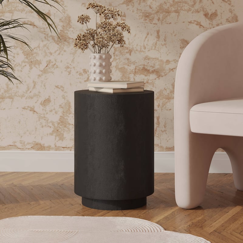 Ramble 14" Wide Round Side Table in Fiberstone Tapered Base Design End Table for Indoor and Outdoor