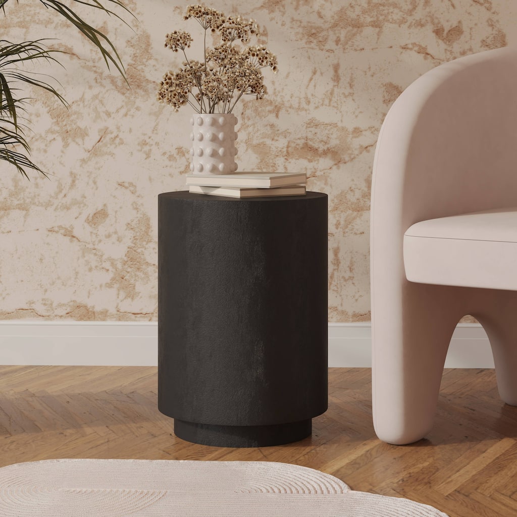Ramble 14" Wide Round Side Table in Fiberstone Tapered Base Design End Table for Indoor and Outdoor