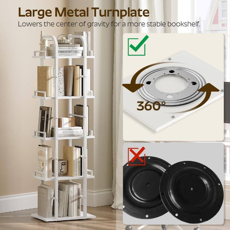 Rotating Bookshelf - 15"D x 9.4"W x 56.3"H