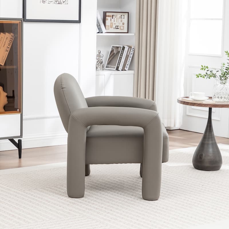 SEYNAR Modern PU Leather Accent Chair with Tubular Multifunctional Legs for Living Room