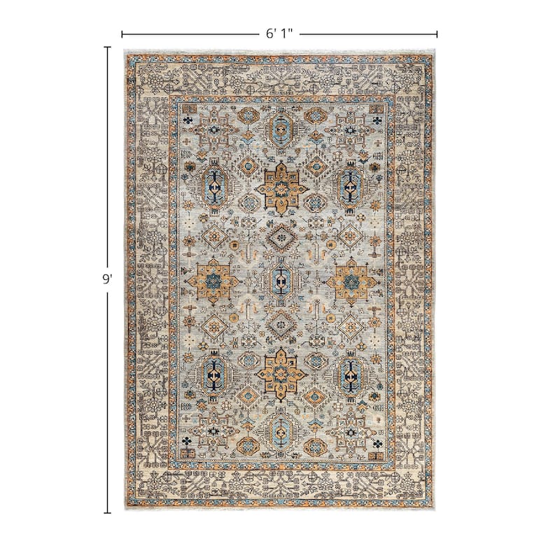 Serapi One-of-a-Kind Hand-Knotted Area Rug - Gray, 6' 1" x 9' 0" - 6' 1" x 9' 0"