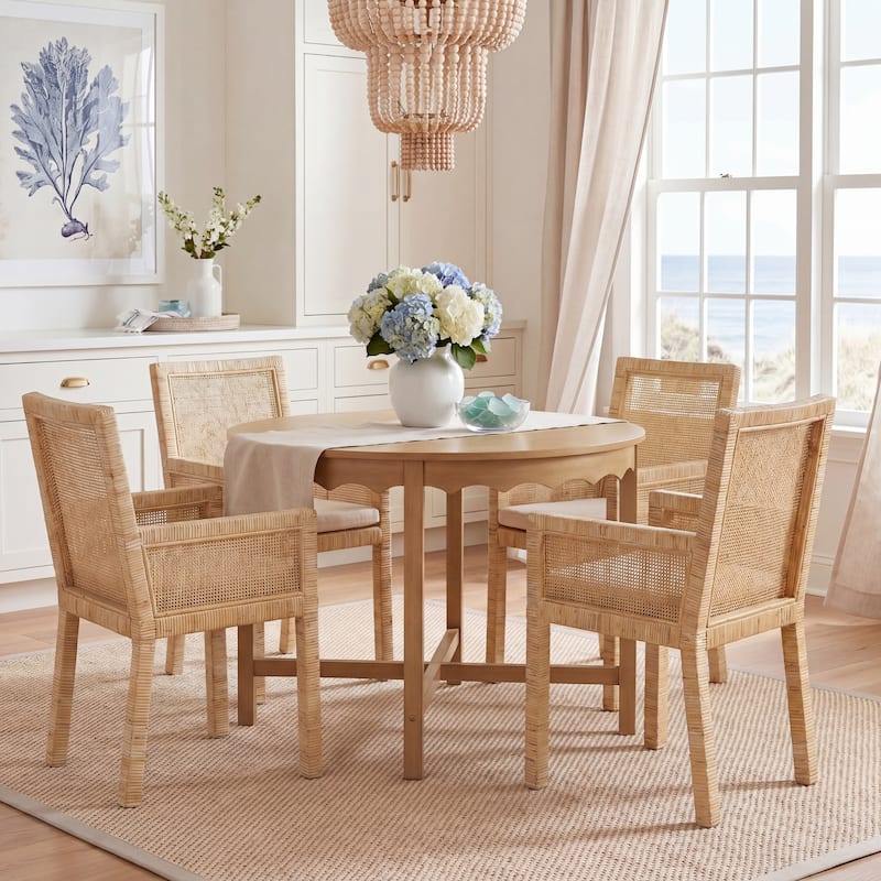 SAFAVIEH Almira Coastal Accent Chair with Cushion - 22.8" W x 22.4" L x 34.6" H - 23Wx22Dx35H