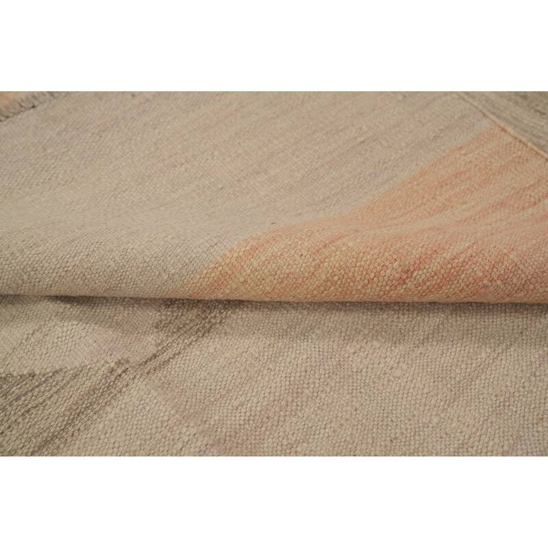 Hand Woven Southwestern Wool Beige Geometric Area Rug - 9' 10'' X 6' 7''