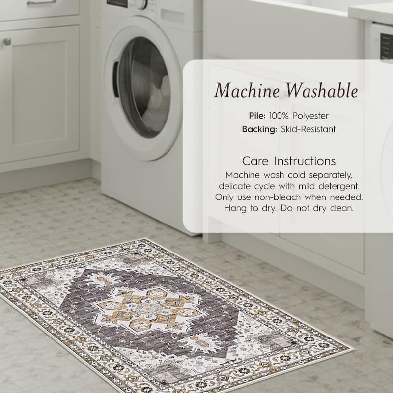 Laura Ashley Imagine Printed Chenille Washable Non-Slip Rugs