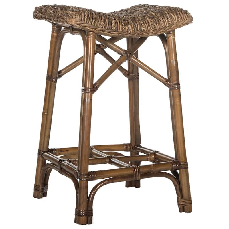 SAFAVIEH Geralde Natural Brown Rattan 27.6-inch Stool - 17Wx17Dx28H