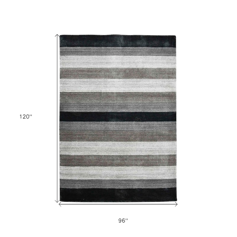 HomeRoots Striped Transitional Rectangle Area Rug - 120.00 in. x 96.00 in. x 0.80 in.