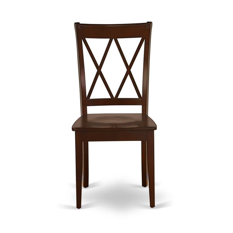 East West Furniture Dining Table Set- a Round Dining Room Table and Wooden Seat Chairs, Mahogany (Pieces Options)