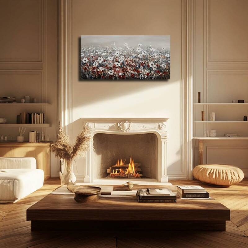 White and Red Flowers Canvas Pictures Nature Wall Art