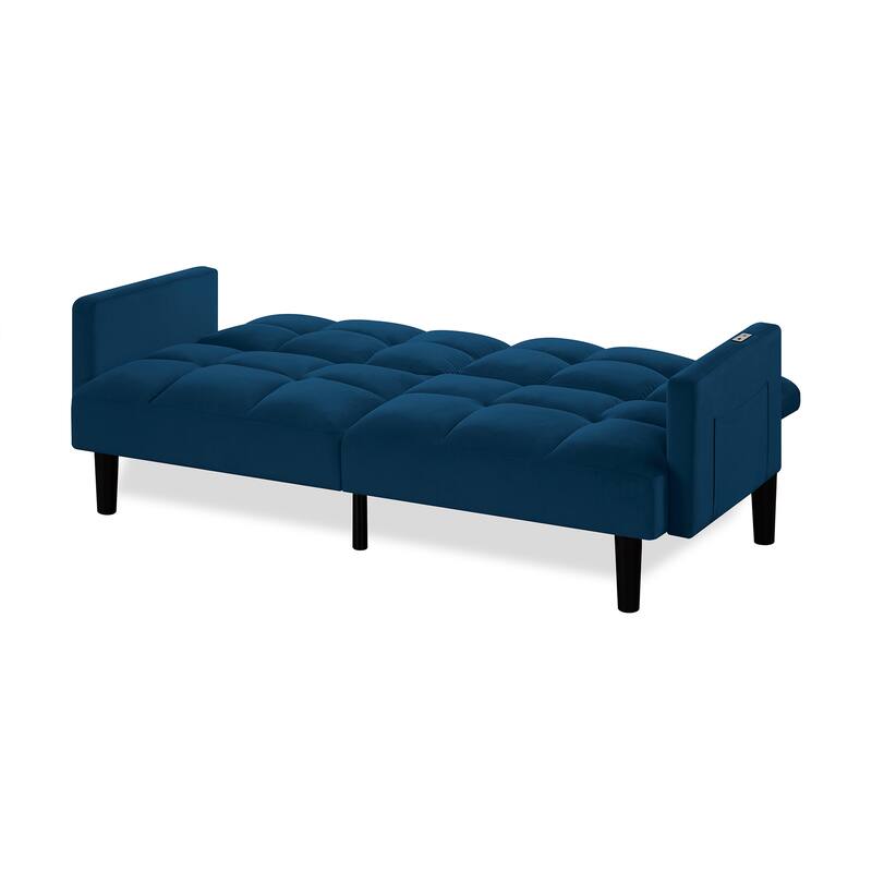 Velvet Futon Couch Sofa Lounge Sofa with Adjustable Backrest, Convertible Folding Sofa Bed Sleeper Sofa