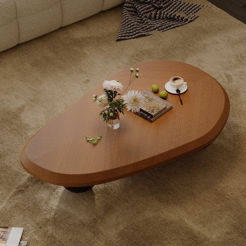 51" Modern Wood Coffee Table with 3 ball legs