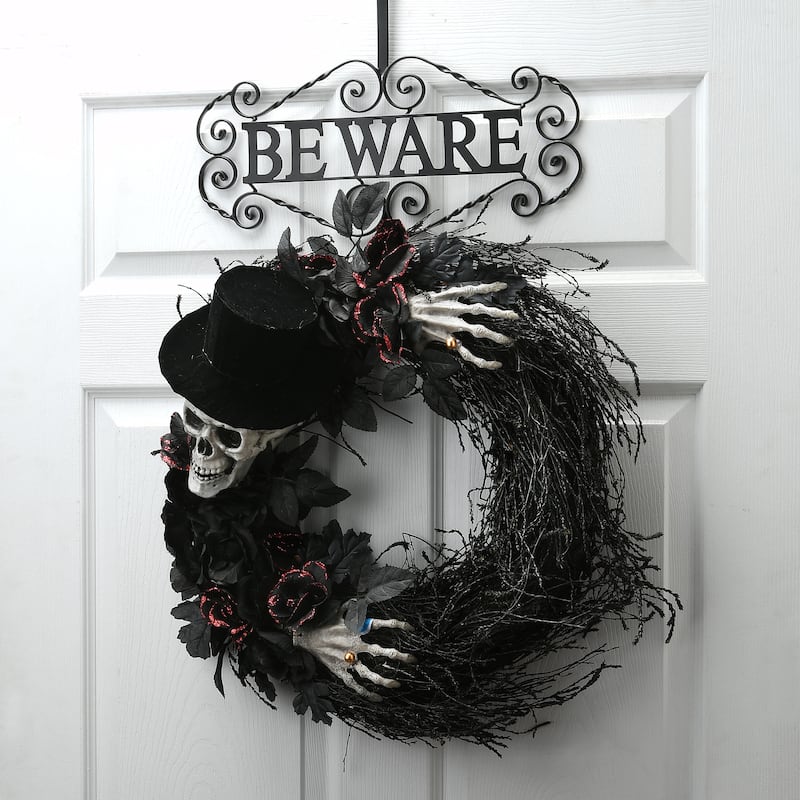 National Tree Company Halloween "Beware" Wreath Hanger, 16 Inches - 16 in