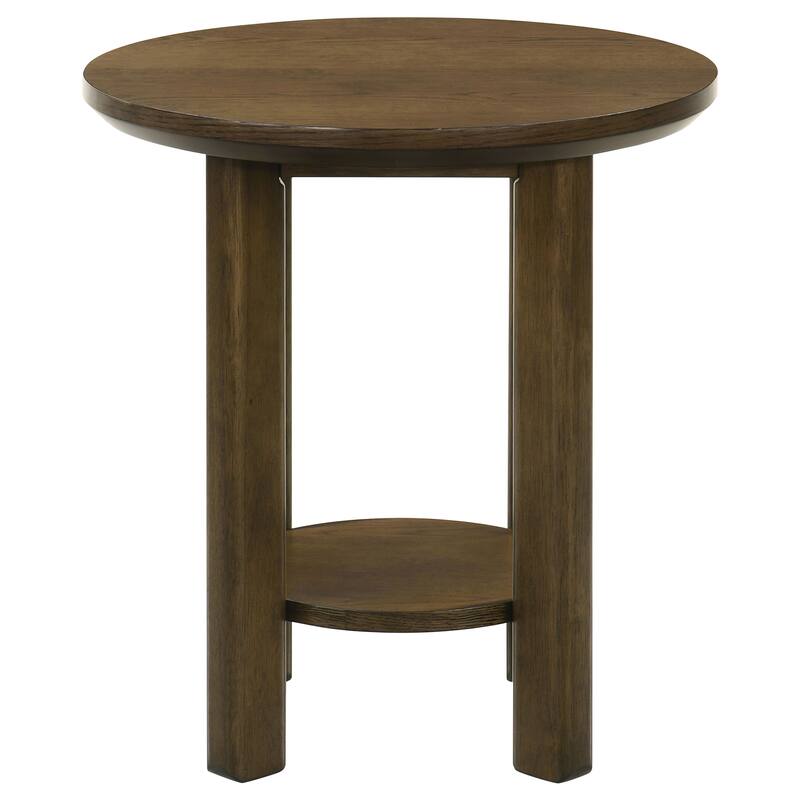 Ottowa 22-Inch Round Wood Side End Table with Shelf - 22" x 22" x 23.75"