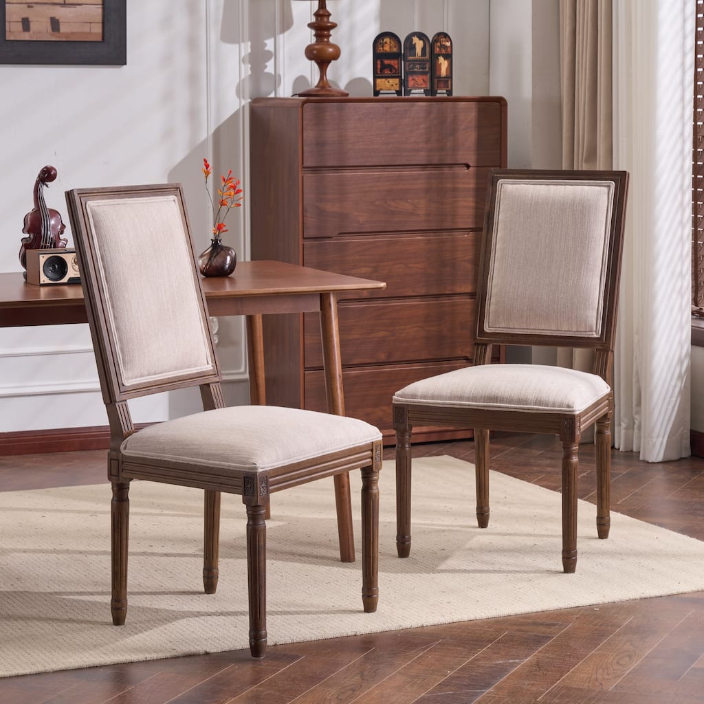 Christopher Knight Home - French Country Dining Chairs Set with Upholstered Backrest & Upholstered Seats with Fluted Legs