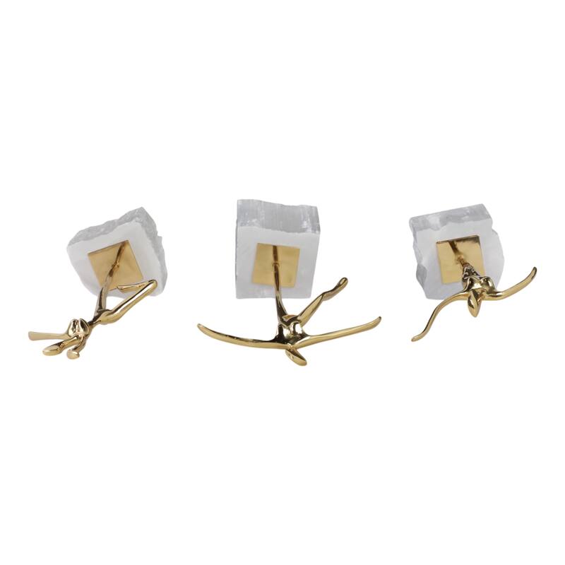 Valencia Brass Dancer Figurines on Marble Base (Set of 3) - 13" Gold - 6" x 3" x 13"