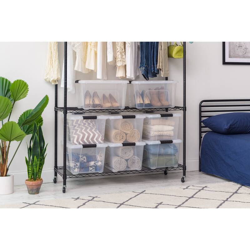 IRIS USA® Buckled Clear Box 32 Qt Buckle Lid - Clear - Set of 4