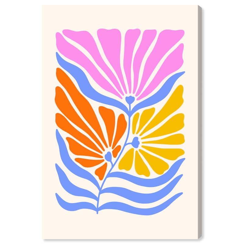 Wynwood Studio Canvas Floral and Botanical Floral Bright Blue and Violet Modern & Contemporary Wall Art Canvas Print - 30 x 20