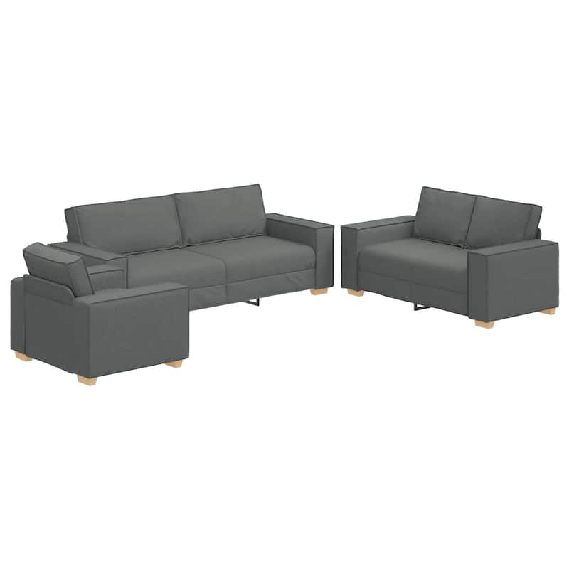 vidaXL 3 Piece Sofa Set with Cushions Black/Dark grey Fabric - 39 x 30.7 x 33.1