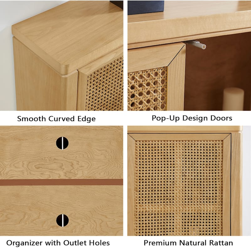 Mid Century Modern Rattan Sideboard Buffet Cabinet