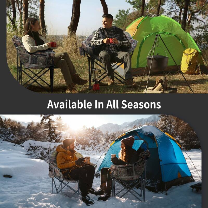 Heated Camping Chair with Headrest Pad, Supports 500lbs, Camping Patio