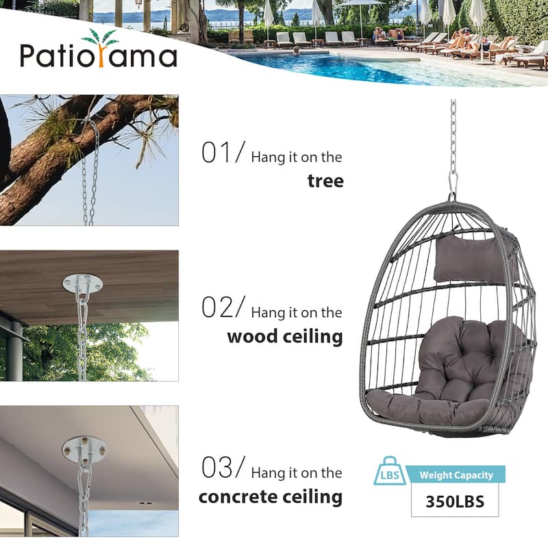 Outdoor/Indoor Wicker Hanging Chair (No Stand)