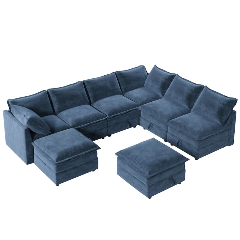 126" Polyester Modular Sectional Sofa Bed with Storage